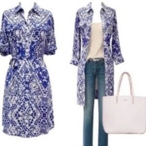 Cabi #422 Blue Jewel Shirt Dress M